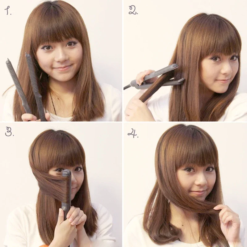 2 في 1 مكواة فرد الشعر السيراميك مكاوي مسطحة تسخين سريع لوحات ضيقة مستقيم الحديد الشعر مجعد حجم أدوات التصميم #4