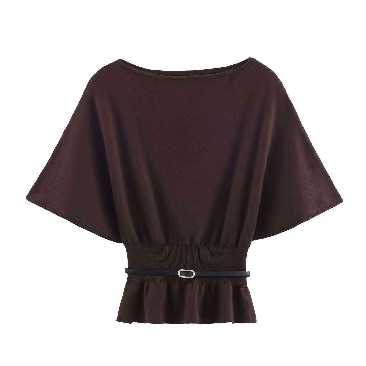 

2025 New Women's Clothing European and American Style Fashion Layered Decorative Knitted Belt Casual Top