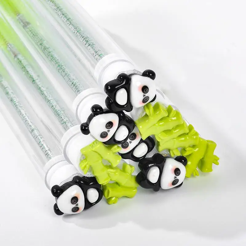 1/10 pièces brosse à cils brosses à cils pour Extensions de cils Spoolies nettoyage Mascara baguettes Tube Panda Tube de bambou Mascara