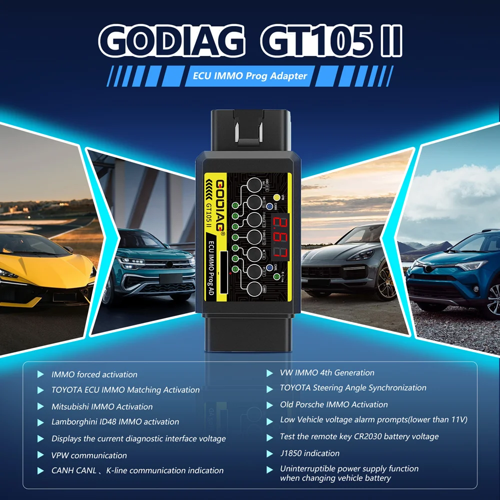 GODIAG GT105 II ECU IMMO Prog AD OBD2 Break Out Box ECU Connector