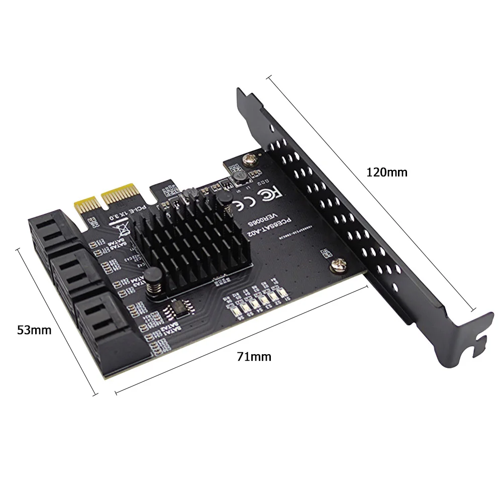 Tarjeta de expansión PCIe SATA III de 6 puertos Controlador SATA a PCI-e 1X de 6 Gbps con soporte