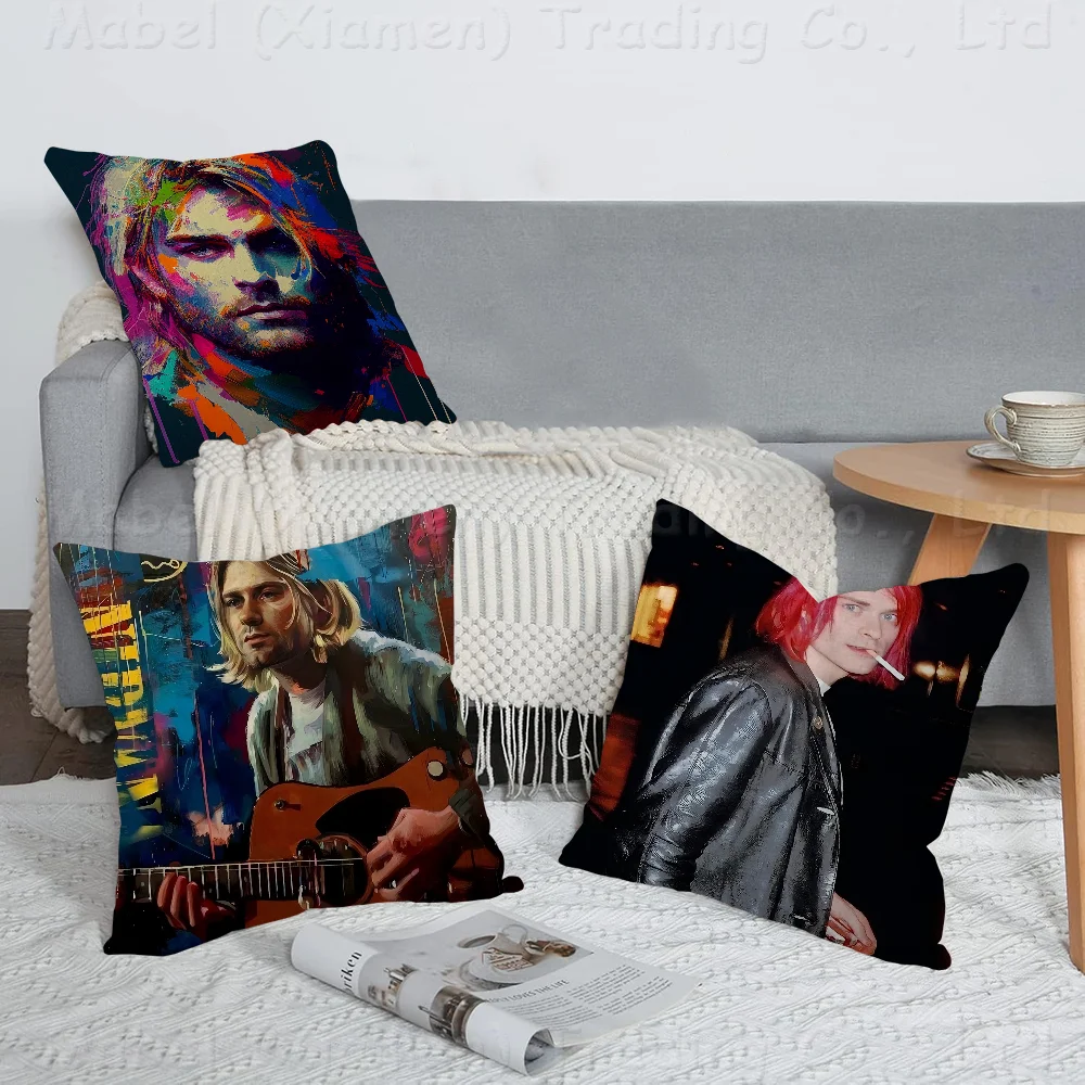 Singer Kurt Cobain Pillow Cover Design Cushion Cover Decor Holiday Decorati