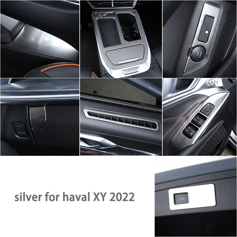 

silver for haval XY 2022 Central control gear frame Cup panel Window regulator switch Interior Retrofit trim