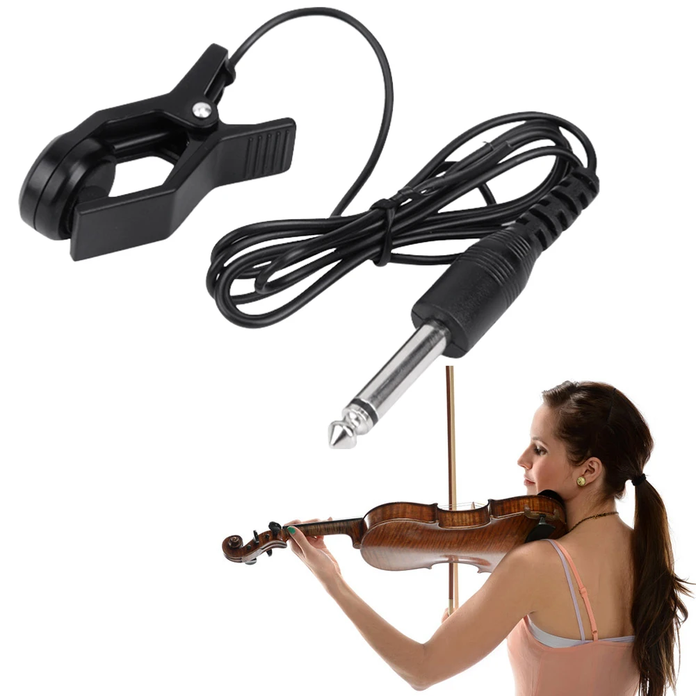 Clip On Pickup Guitar Preamp Piezo Pickup 6.35mm Guitar Pickup Tuner Amplifier 0.9m Connection Cable Guitar Accessories