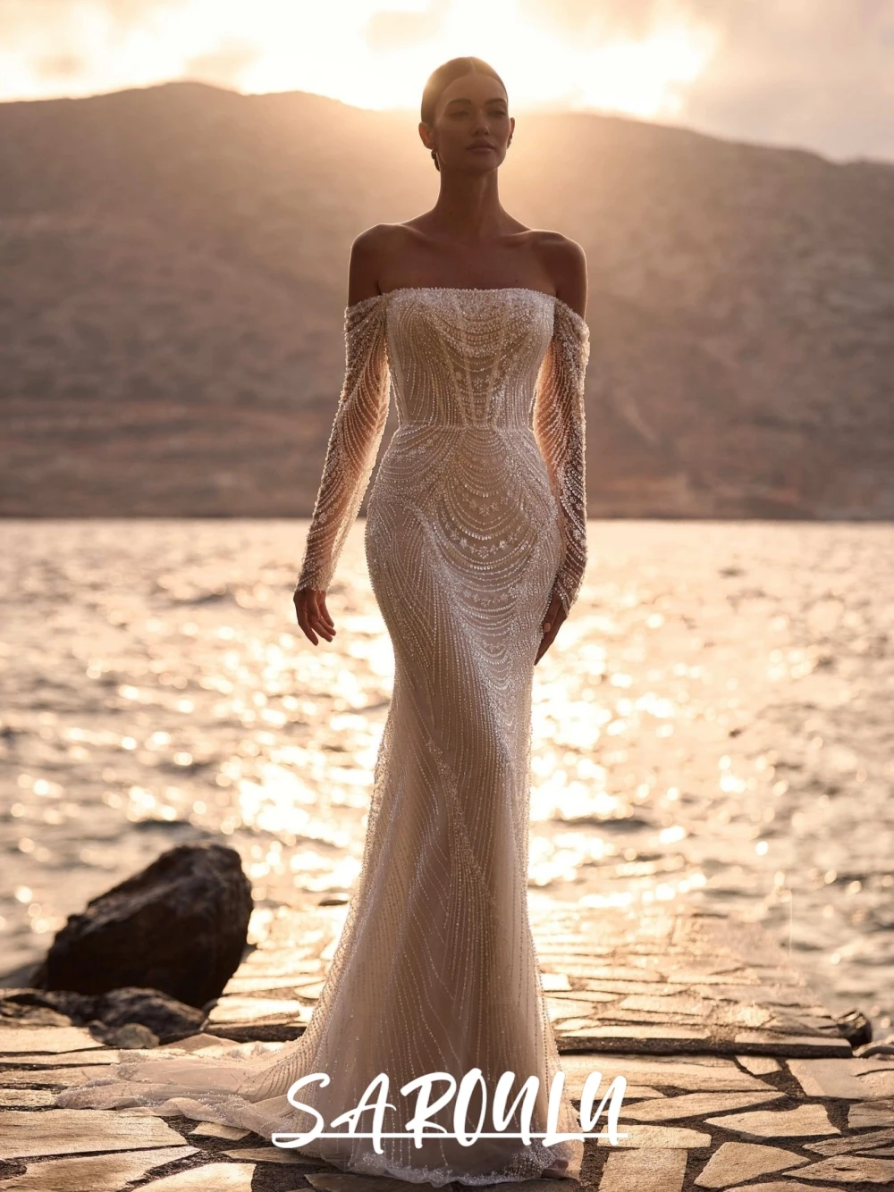 

Beaded Dainty Outdoor Wedding Dress, Elegant Off-the-shoulder Bridal Gown, Customized Glitter Mermaid Dreamy Women Wear