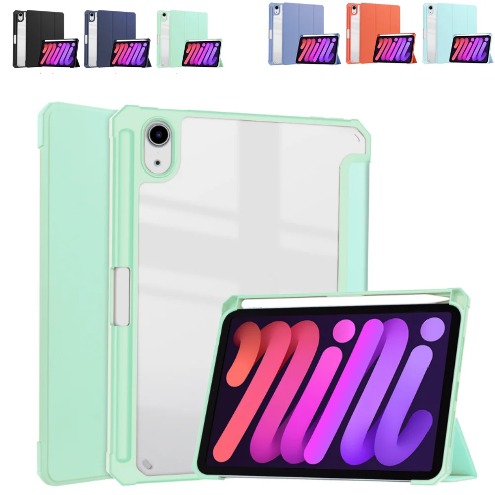 สําหรับ iPad mini 7 2024 8.3 นิ้วอะคริลิค Tri-Folding สําหรับ iPad mini 6 2021 พร้อมฟังก์ชั่นปลุกอัตโนมัติและช่องใส่ปากกา
