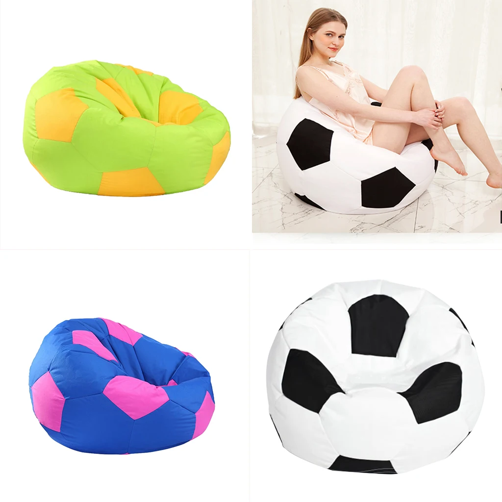 EXTRA LARGE Stuffed Animal Storage Bean Bag Chair Cover - for Kids Plush Toy Storage - Waterproof Football Printed