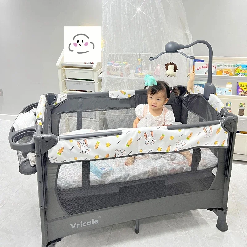 Children's Beds Foldable Multi-functional Baby Cradle Bed Portable Mobile Newborn Splicing Large Bed Modern Children's Furniture