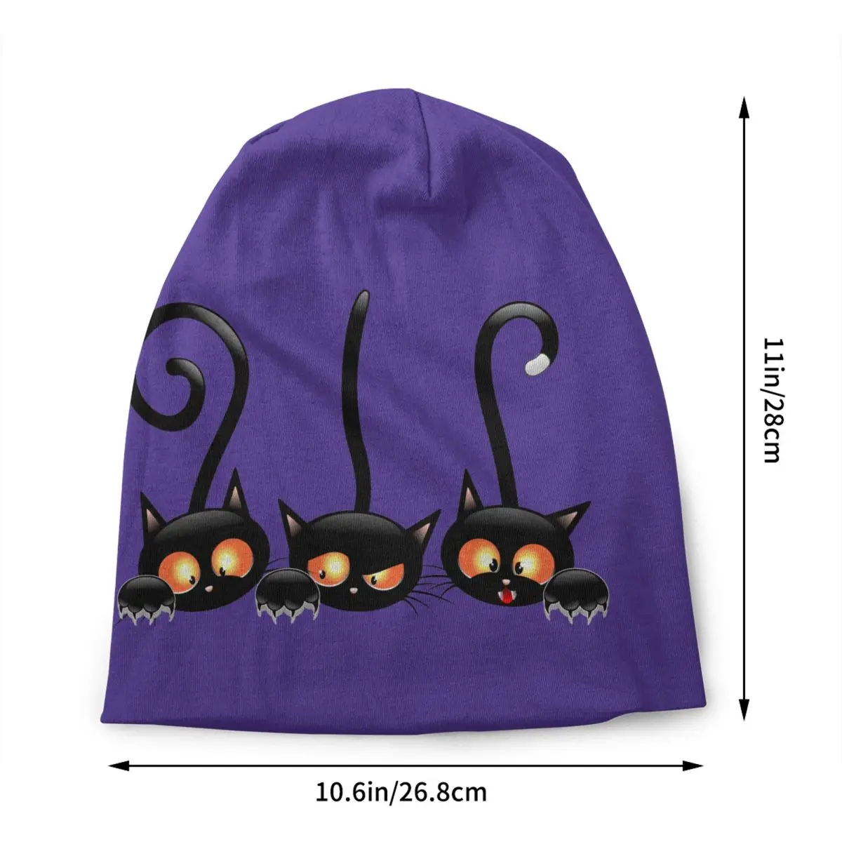 Custom Halloween Black Cat Skullies Beanies Caps Men Women Unisex Hip Hop Winter Warm Knit Hat Adult Bonnet Hats