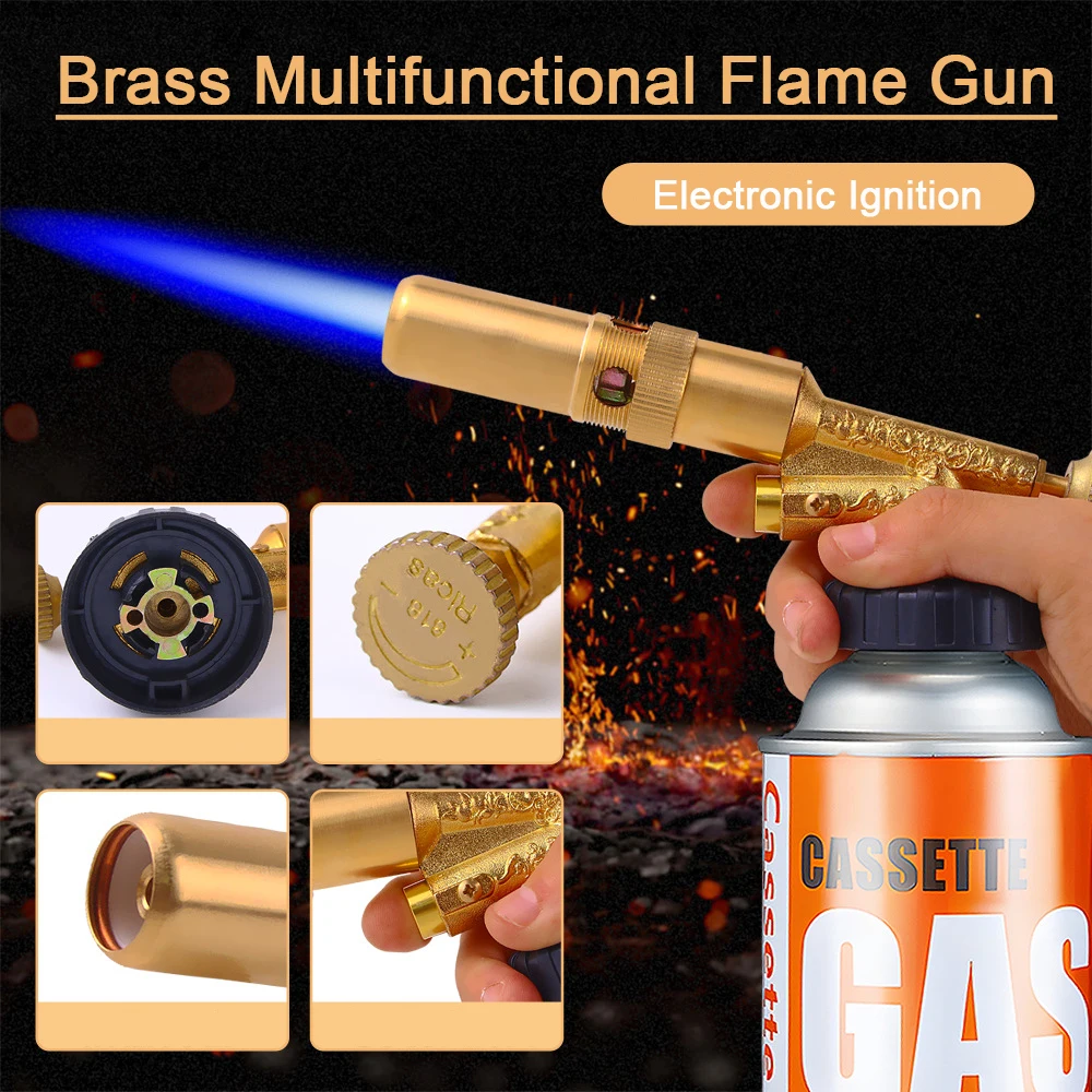 

Brass Welding Gas Torch Flame Gun Butane Burner Outdoor Camping BBQ Lighter Flamethrower Welding Equipment Kitchen Ignition