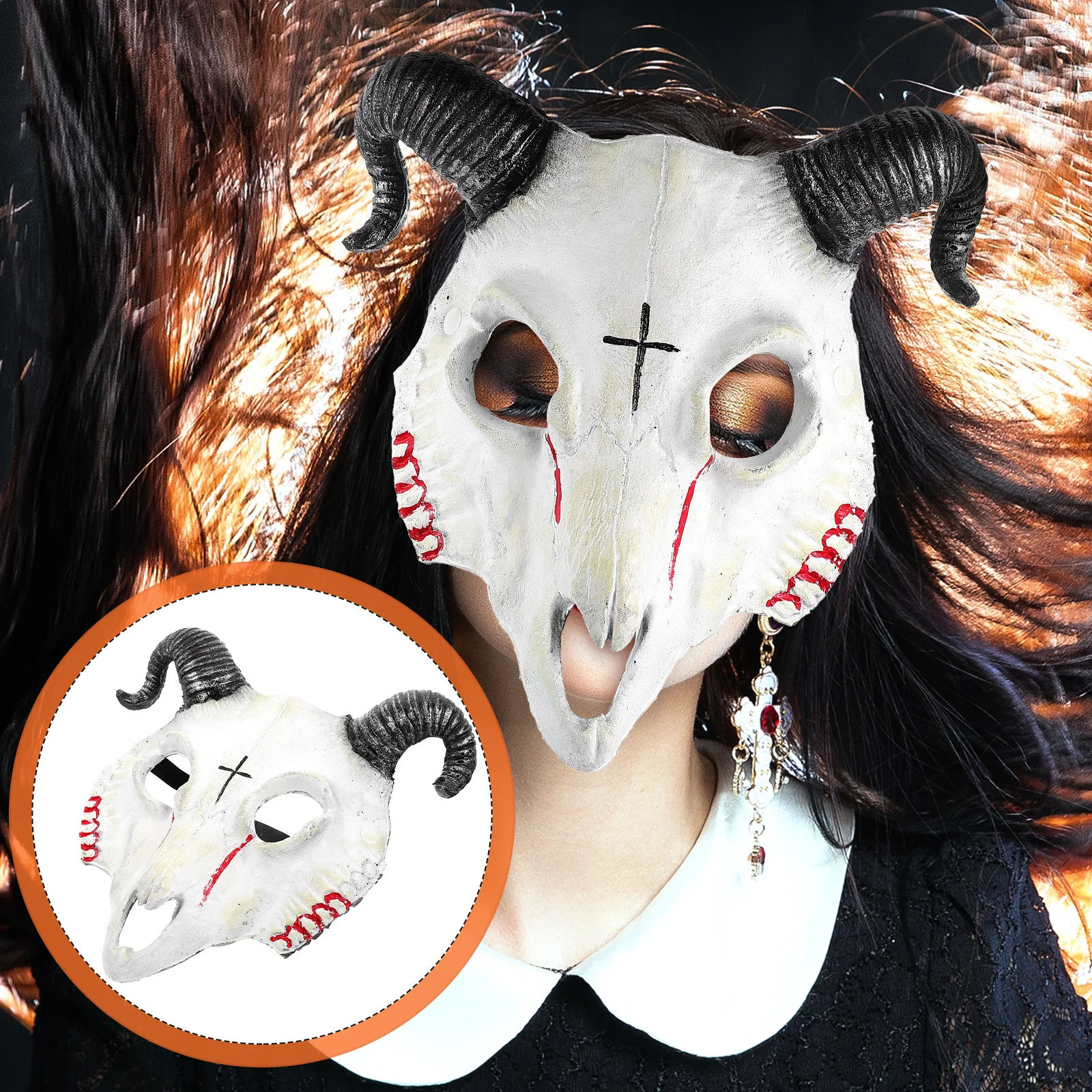 

Goat Skull Props Accessory Horror Style Mask Halloween Headgear Masks Adults Creepy Masquerade