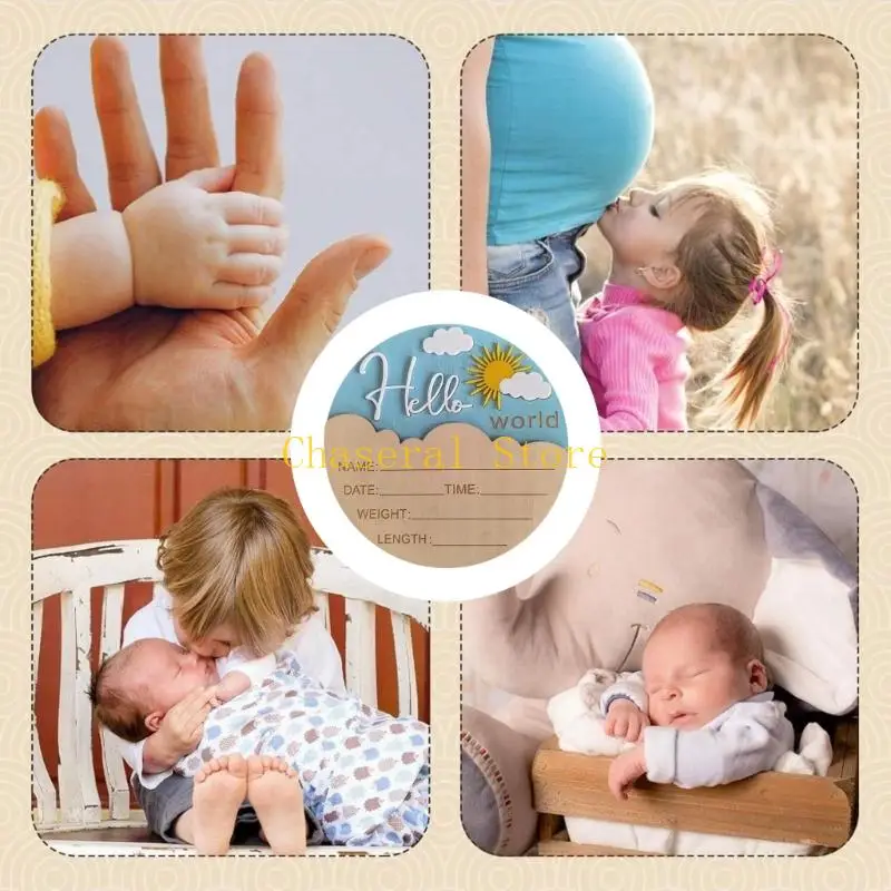 E7ce Gỗ tự nhiên Xin chào Dấu hiệu trẻ cho trẻ sơ sinh Nhiếp ảnh