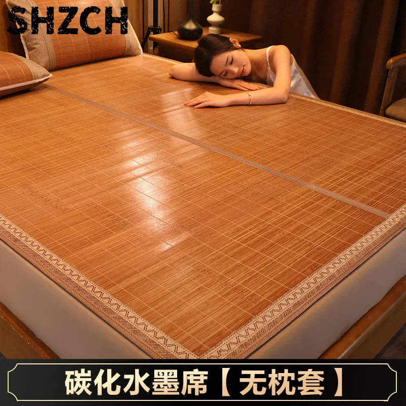 Cool mat bamboo mat summer naked sleeping student dormitory mattress foldable ice silk mat dual-use double-sided househol/d