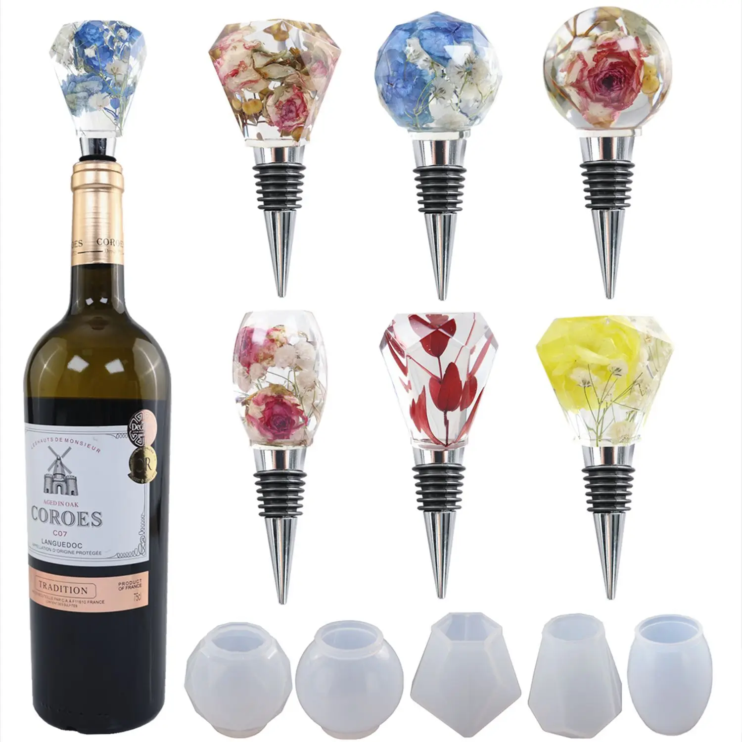 

Diy Handicrafts Crystal gel Resin Drop Red Wine Stopper Geometric Spherical Mirror Silicone Mold Home Decoration Tools