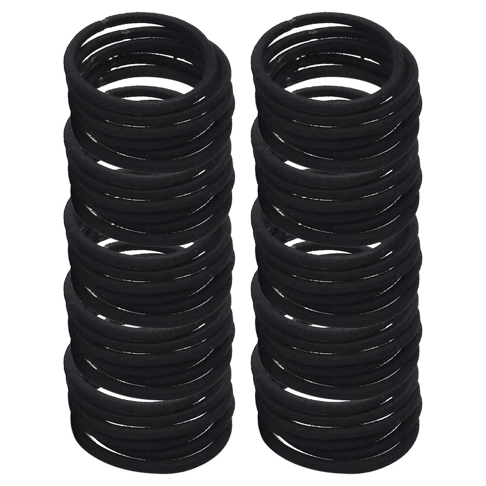 

50 Pcs Hair Ribbon Kids Rubber Bands Ponytail Holder Elasticity Rope Black Child