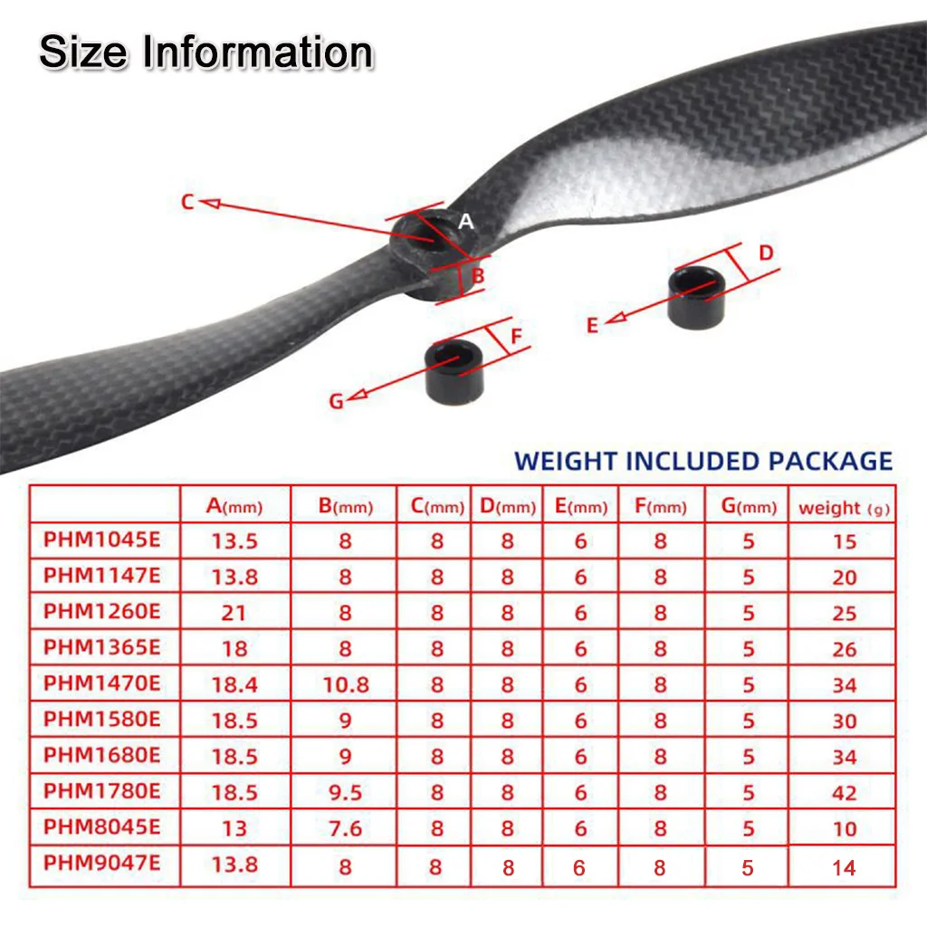 1Pcs Carbon Fiber Propeller CW Propeller For RC Fixed Wing Electric Plane Quadcopter Spare Parts 8045E 10x45 12x6 15x8 16x8 17x8