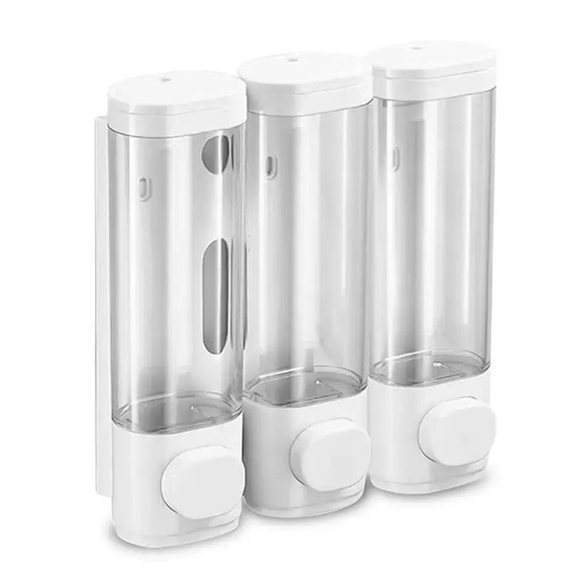 

A89X Efficient Shower Soap Dispenser With 3 Chambers For Shampoo And Conditioner, Wall Hanging Model