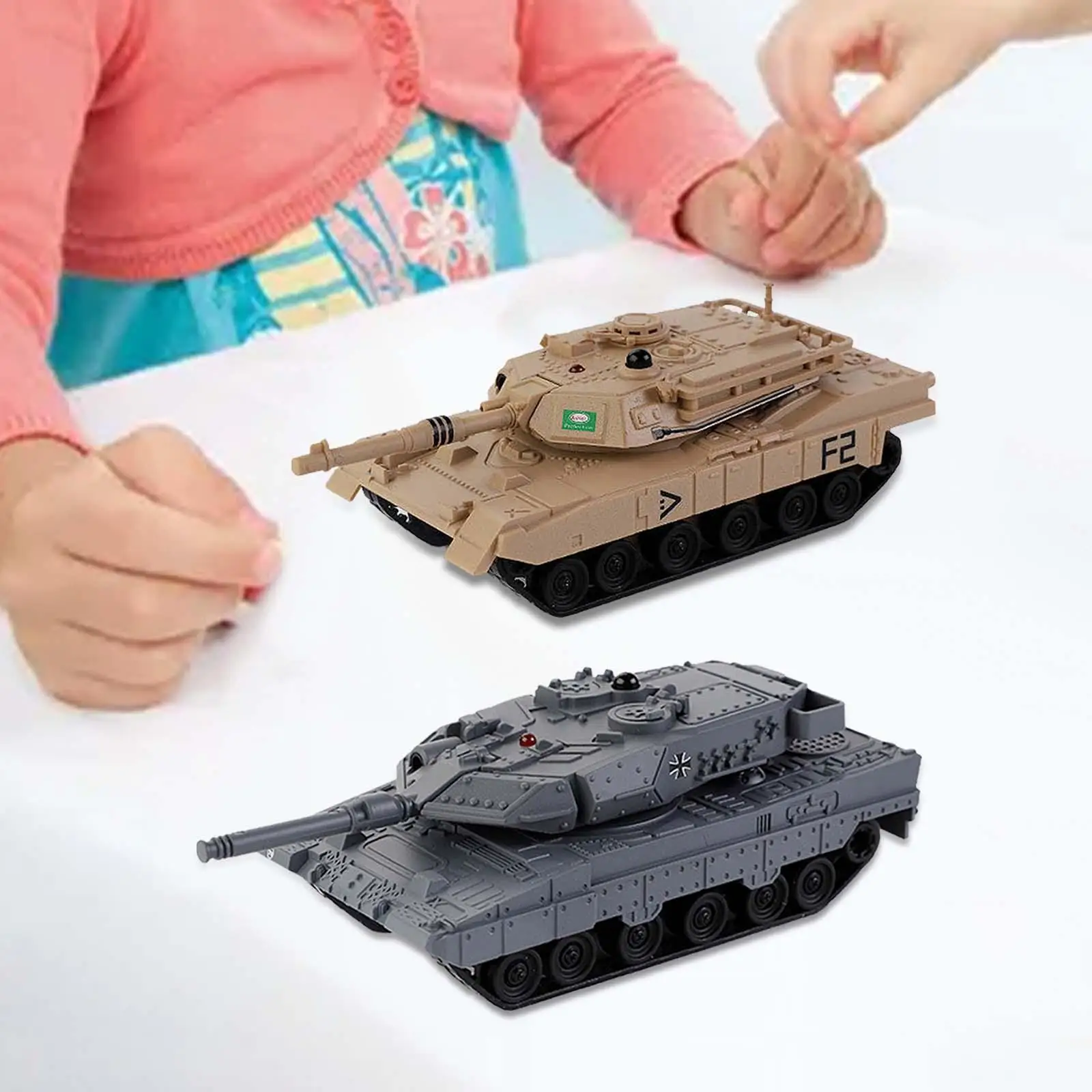 RC Battle Tank with Rotating Turret 1:64 Remote Control Tank Tank Model for Adults 3 4 5 6 7 8 Years Kids Children New Year Gift