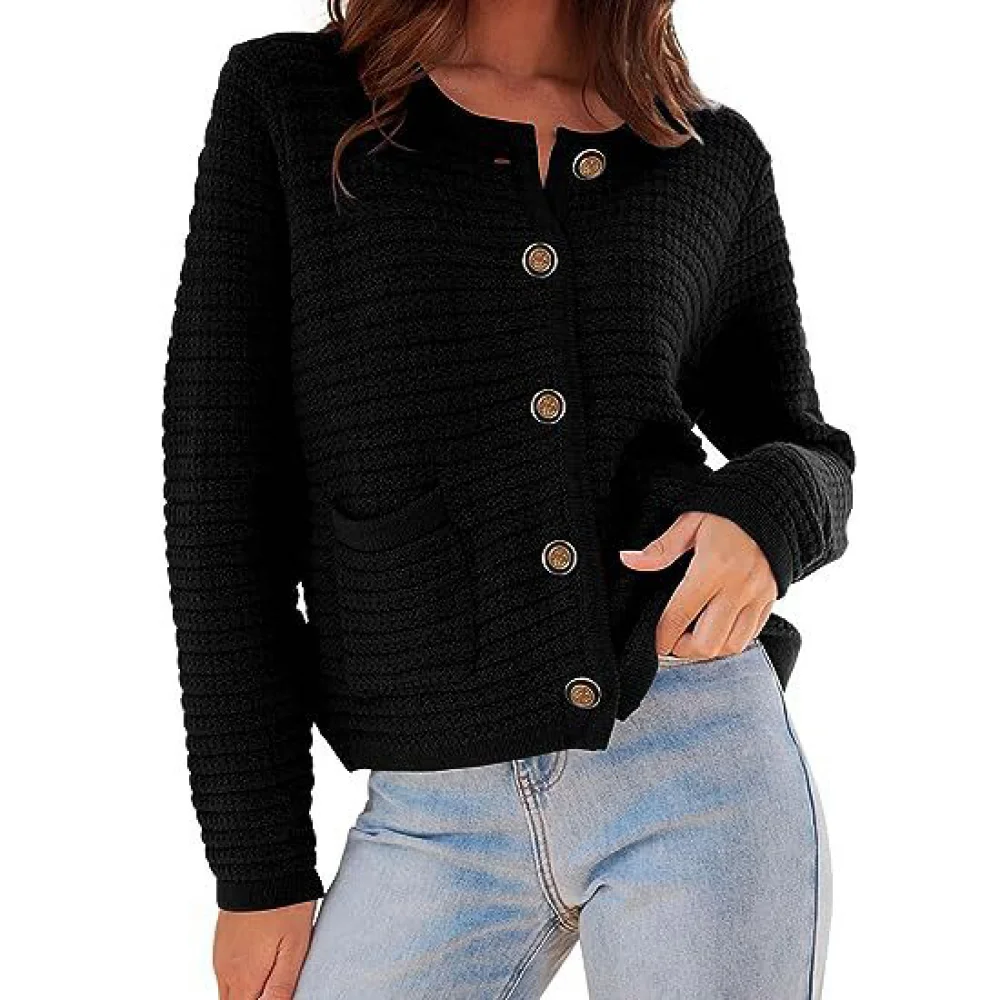 Women's Knit Cardigan Sweaters Casual Long Sleeve Open Front Button Down Trendy Jackets Outerwear for Christmas Gift