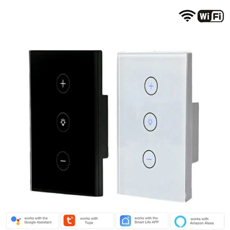 Smart WiFi Dimmer Light Switch Glass Touch Panel Wireless Remote Timing Function Control Work with Alexa Google Home Assistant