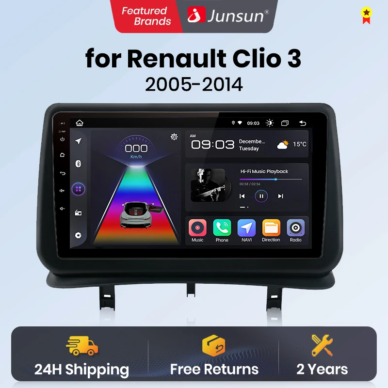 Junsun V1 AI Voice Wireless CarPlay Android Auto Radio For Renault Clio 3 2005 - 2014 4G Car Multimedia GPS 2din autoradio