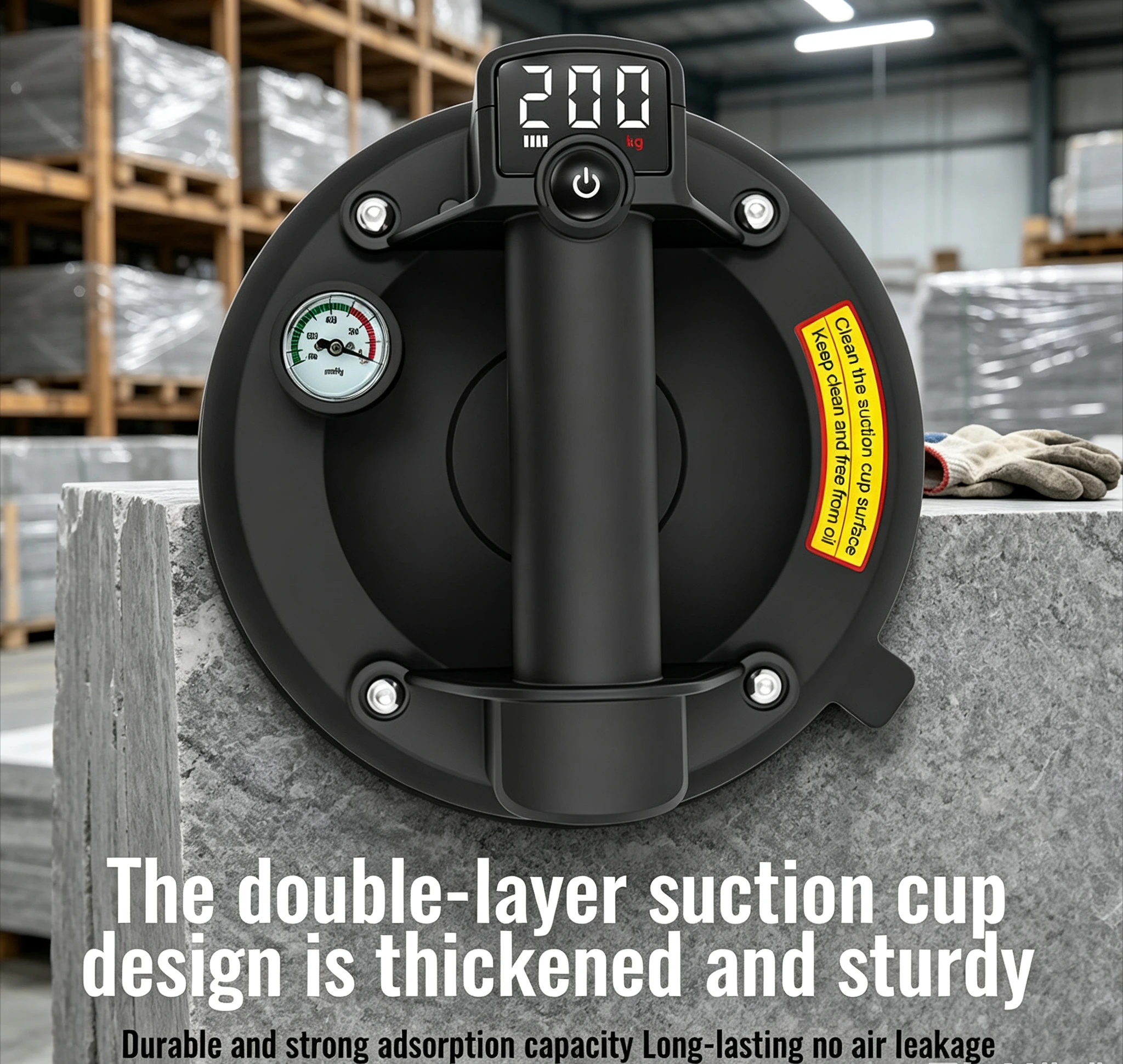 Electric Protable Vacuum Suction Cup 200kg Heavy Duty Bearing Capacity Vacuum Lifter for Granite Tile Glass Manual Lifting