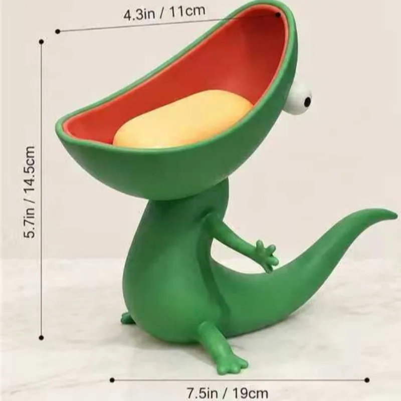 Thin Lizard Shaped Soap Dish Key Storage Box Creative Reptile Figurine Home Desktop Decor Ornament Prop