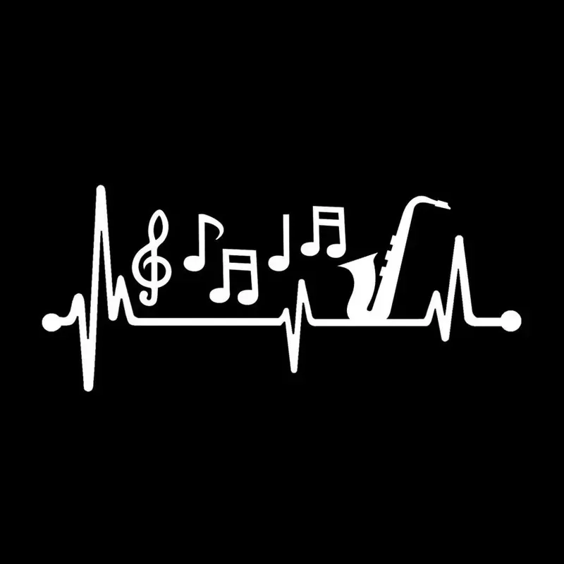 

Car Sticker Sax Saxophone Musical Notes Heartbeat Vinyl 15CM PVC KK