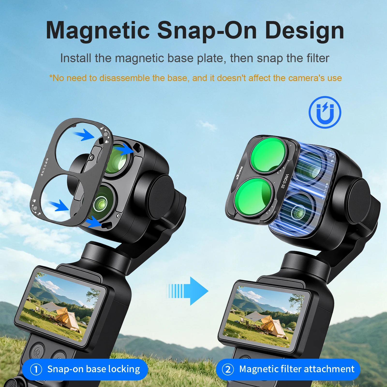 Haoge 4P Magnetic Filter Kit for DJI Osmo Pocket 4 Pro CPL 1/4 Black Mist ND2-32 MCUV Wide-Angle Lens HD Optical Glass Filter