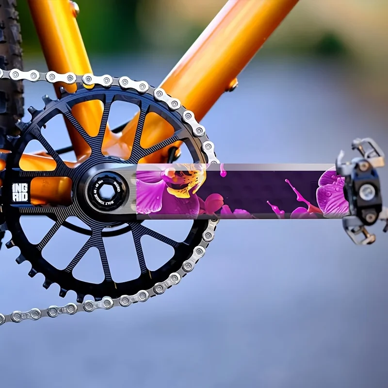 1Pair 2D Flat Purple Orchid Crank Arm Vinyl Sticker, Waterproof Decal for Bike Crankset Decor, Holiday Gift