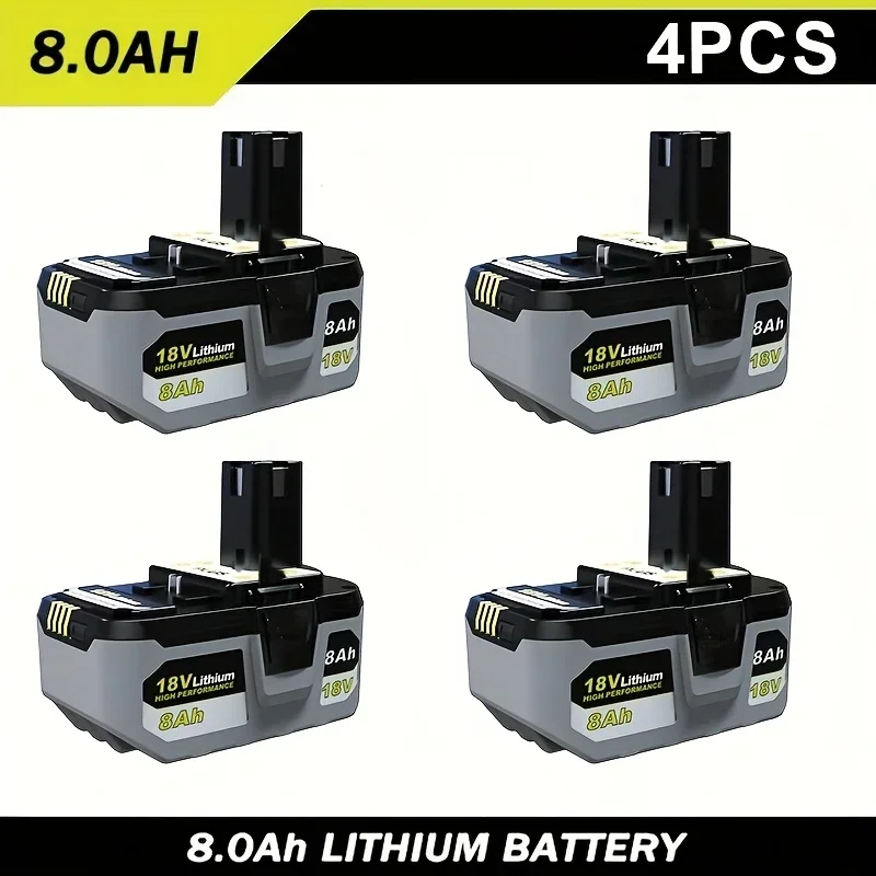 Verbessertes Set mit 8,0-Ah-Ersatzbatterien für Ryobi One+P108 18V, inklusive P108/P109/P107/P105/P104/P103/PBP005 – Detail 2