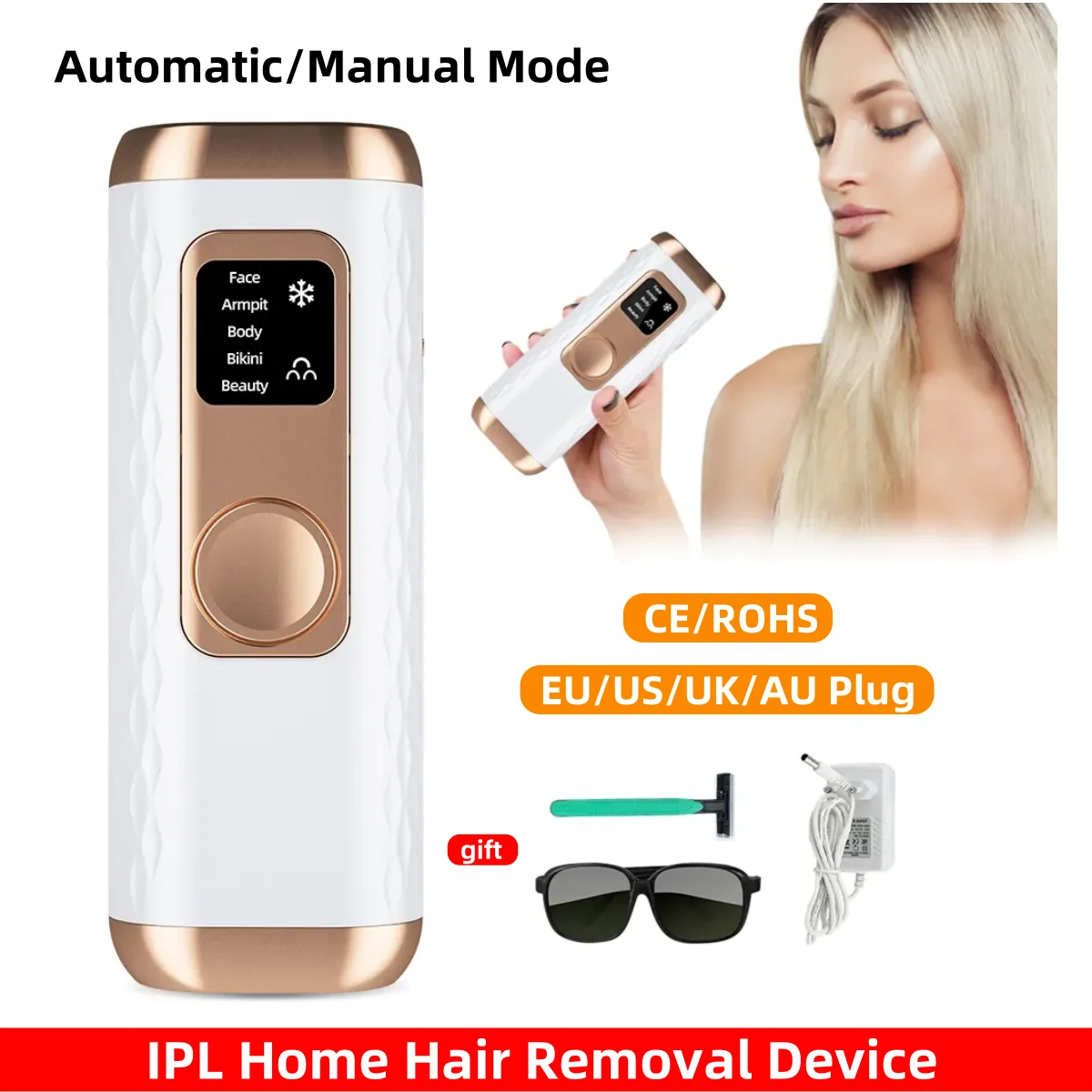 

Women IPL Laser Hair Removal Machine Body Bikini Painless Permanent Epilator No Freezing Point Hair Removal Glass Light Tube