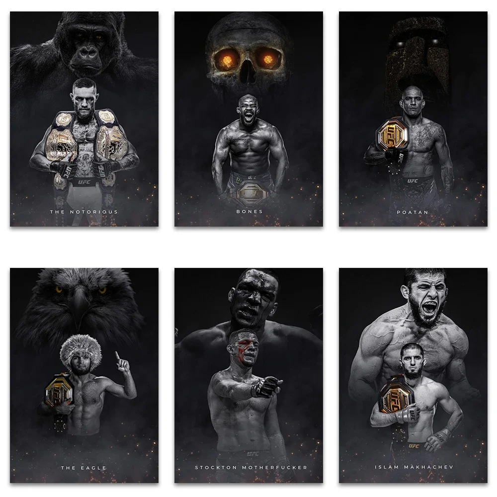 الملاكمة القتال ستار قماش جدار الفن طباعة ملصق MMA اللوحة الزخرفية ديكور المنزل الحديث الملاكمة الرياضة عاشق هدية غير المؤطرة