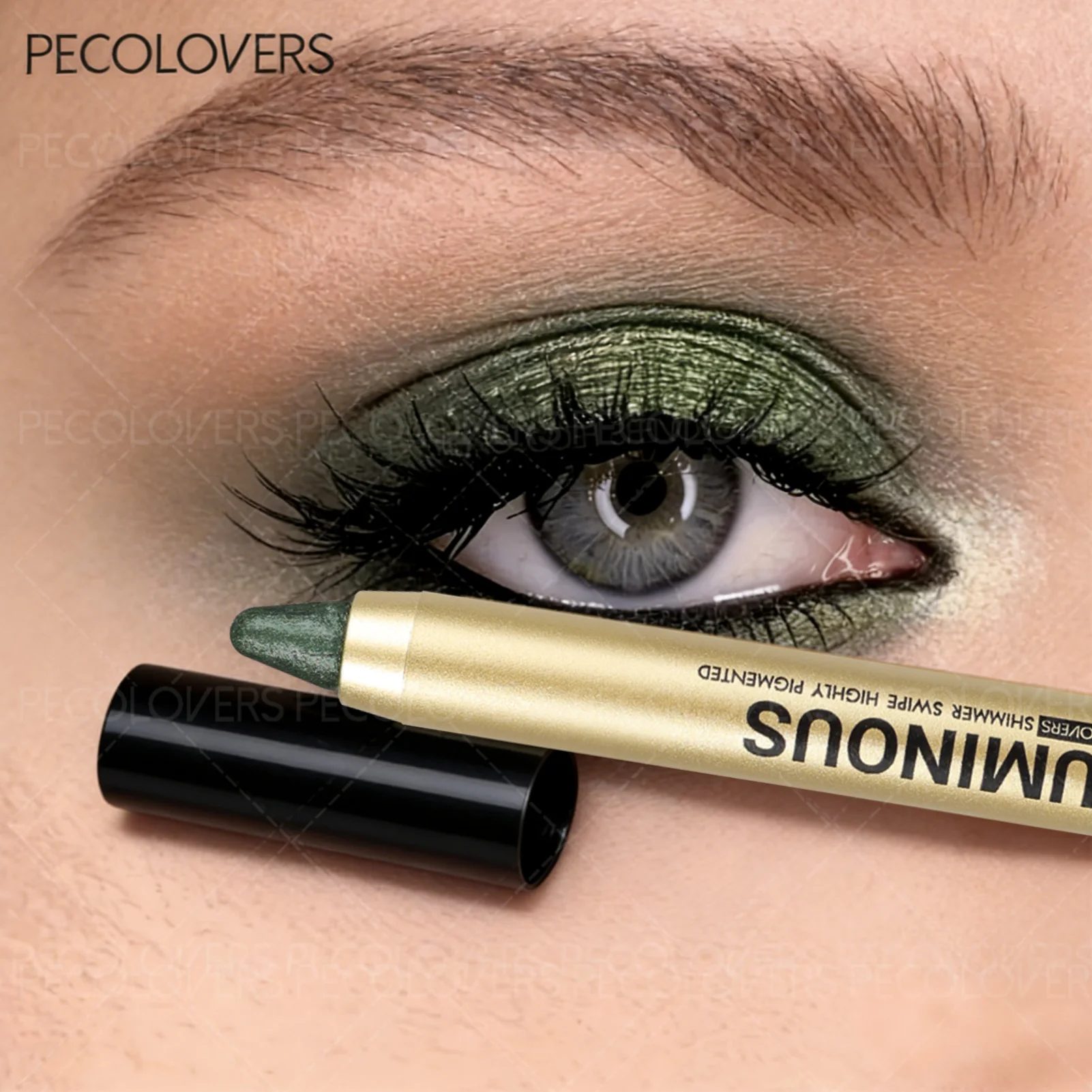 Multifunctional Highlighter Eyeshadow Stick, Long-Lasting Shimmering Pearl, Green Highlighter Eyeshadow Stick