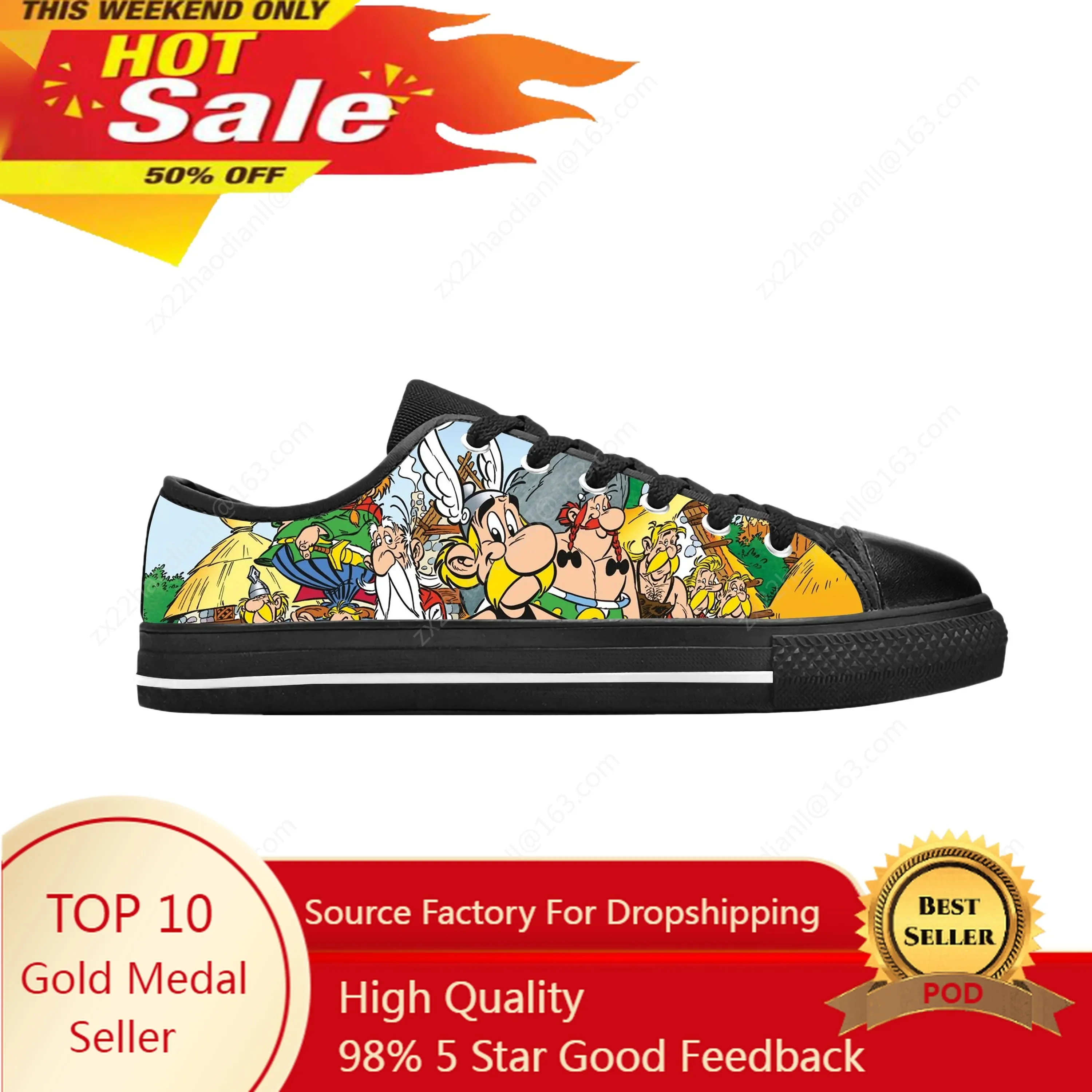 

Asterix Adventure Obelix Low Top Sneaker Men Women Teenager Canvas High Quality Sneaker Casual Custom Made Shoes Custom Shoes