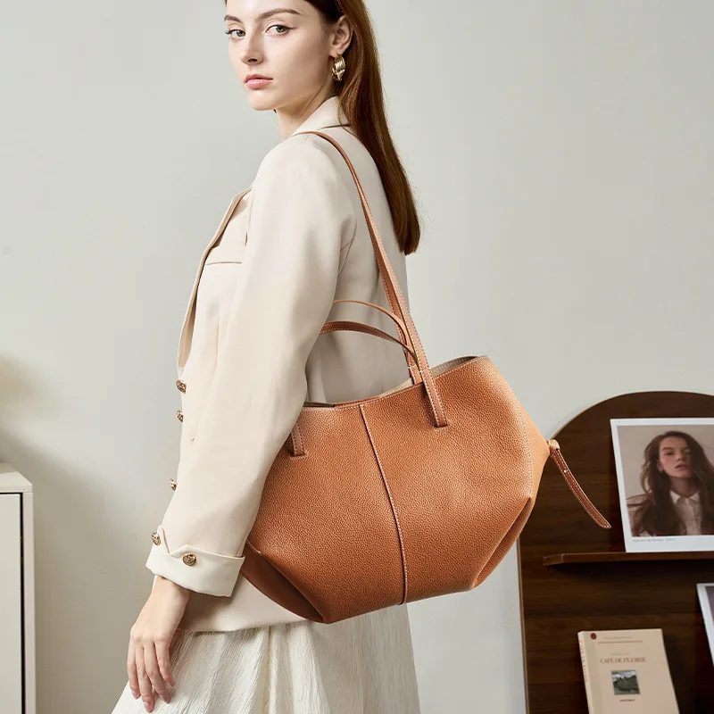 JW Full Grain Leather Tote for Women, Large Luxury, Shoulder Commute Travel,  