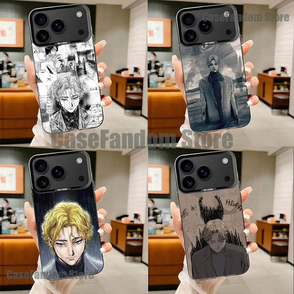 

Manga Johan Liebert M-Monster For iPhone 17,16,15,14,13,12,11,Pro,MAX,Plus Black Shockproof Candy Matte Cover