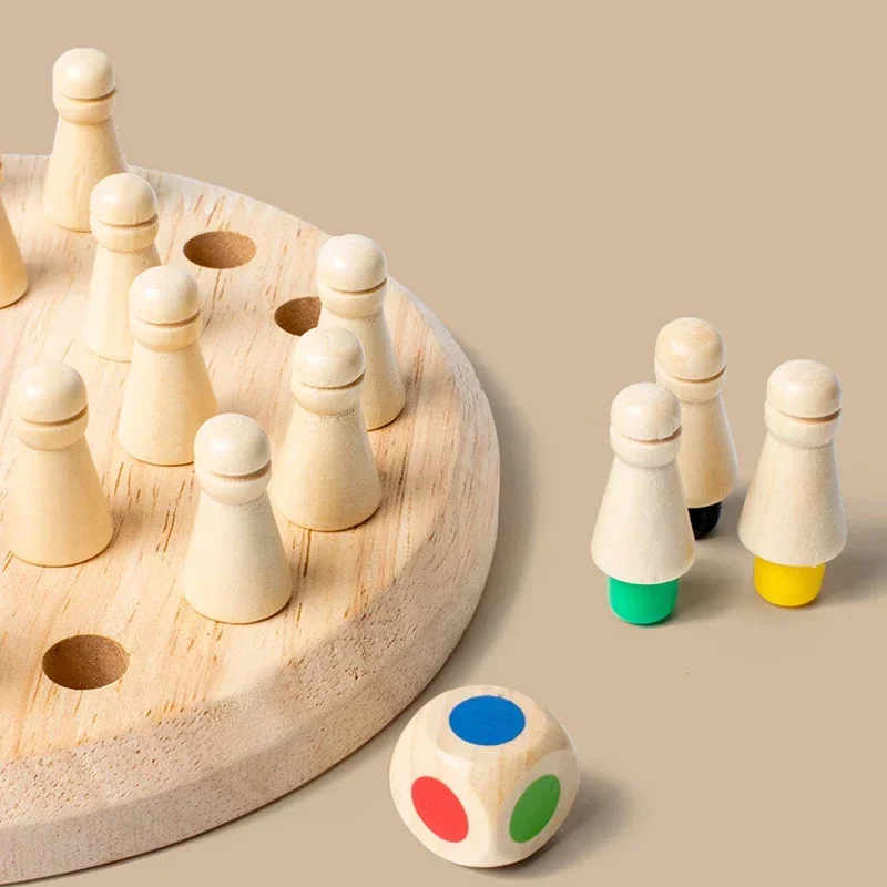 Montessori Educational Toy Wooden Memory Match Stick Chess Color Game Board Puzzles Cognitive Ability Learning Toys for Children