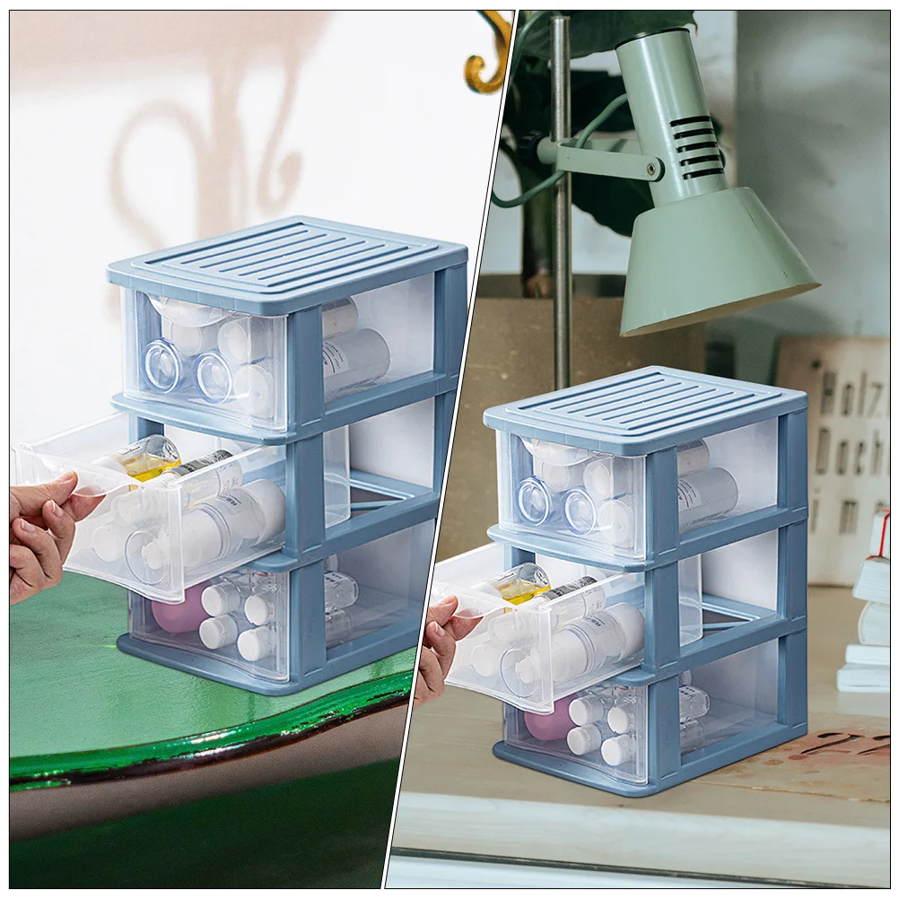 2Pcs Simple Drawer Type Storage Box Transparent Desktop Organizer Makeup Sundries Container for Home Bedroom Office