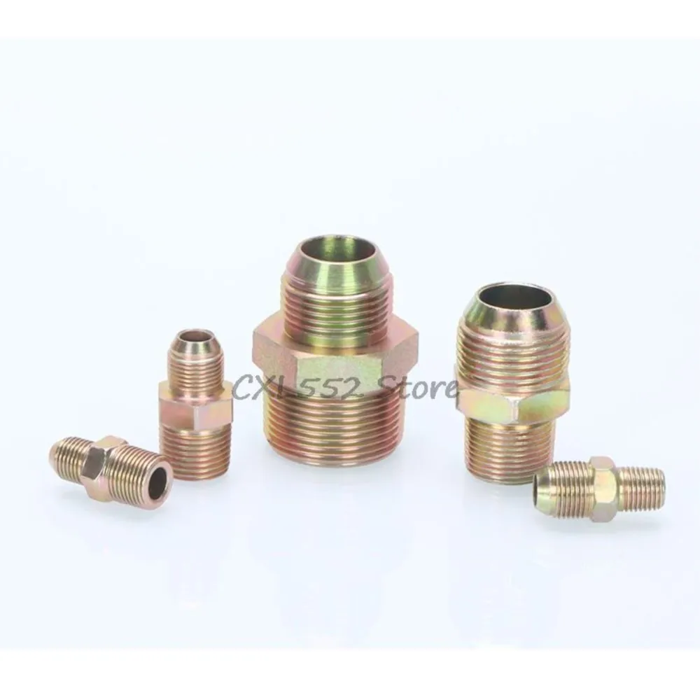 

1Pc 1/4" 3/8" 1/2" 3/4" Male Thread Reducing Flared Straight High Pressure Oil Pipe Adapter Hydraulic Accessories