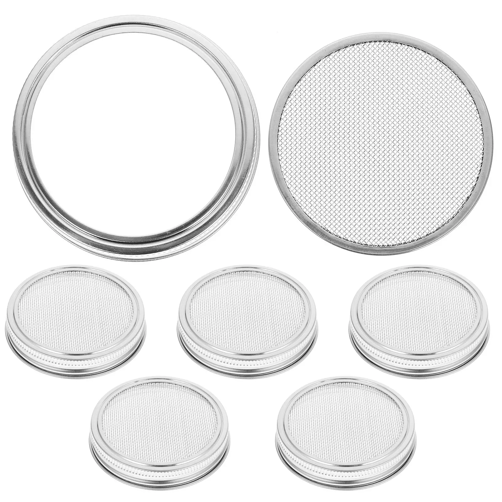 

6 Pcs Stainless Steel Filter Sprout Cover Wide Lid Large Sprouting Jar Lids Can Mesh