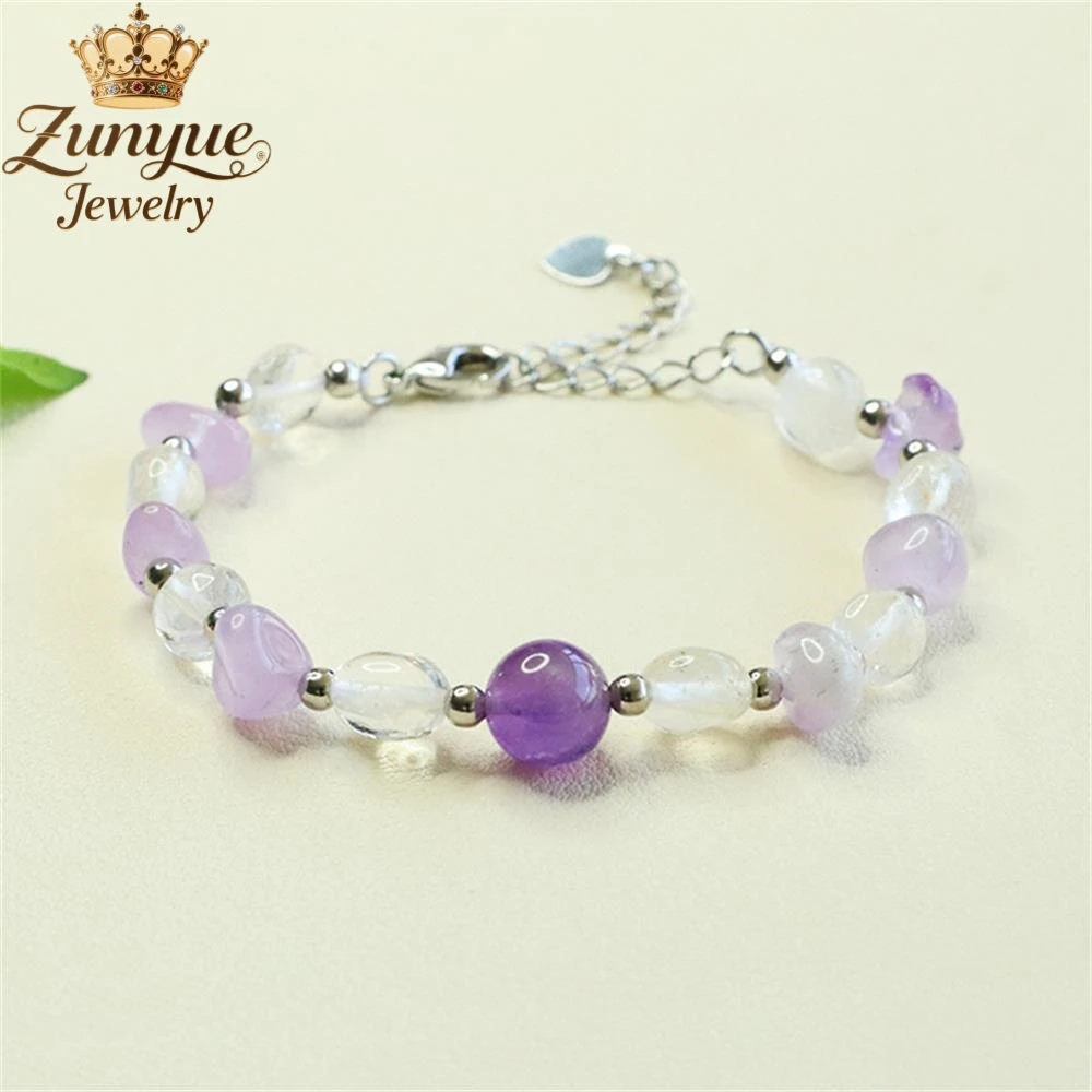 

Natural Amethyst And White Crystal Starry Sky Bracelet Luxury Quality Fashion Fine Jewelry Exquisite Elegant Popular Charms Gift