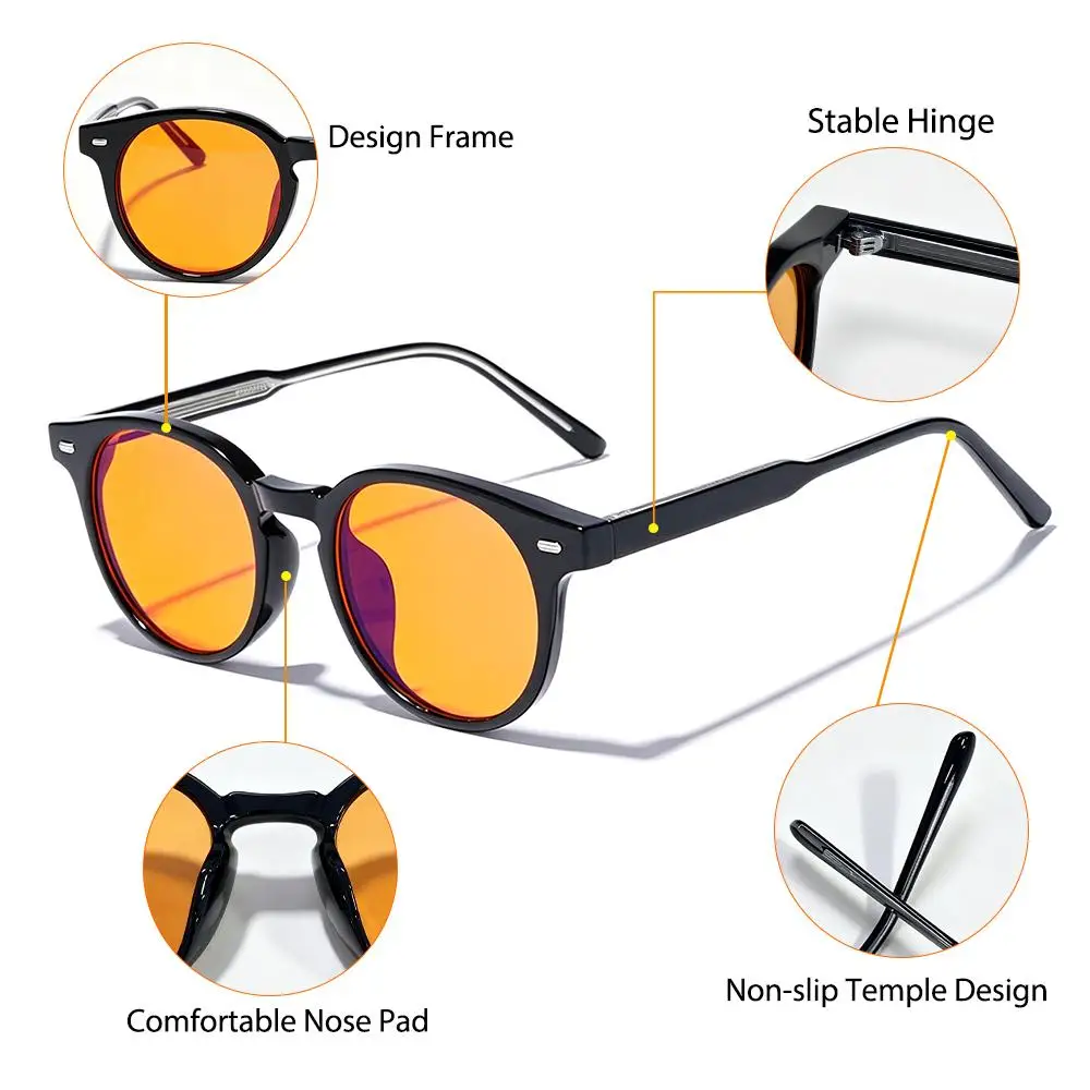 CATERSIDE Herren-Gaming-Brille, Tr-90, runder Rahmen, 99 % Anti-Blaulicht-Brille, Ar, antireflektierende Folie, Damen-Schutzbrille – Detail 4