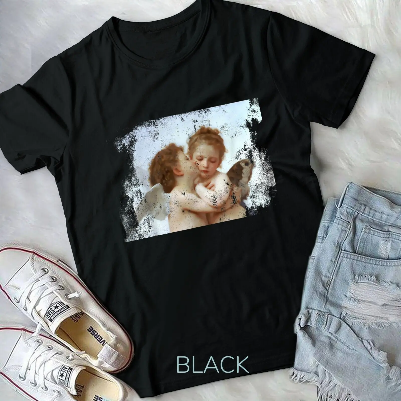 

Angel Kissing Aesthetic Vintage Distressed Look T-Shirt Unisex T-shirt