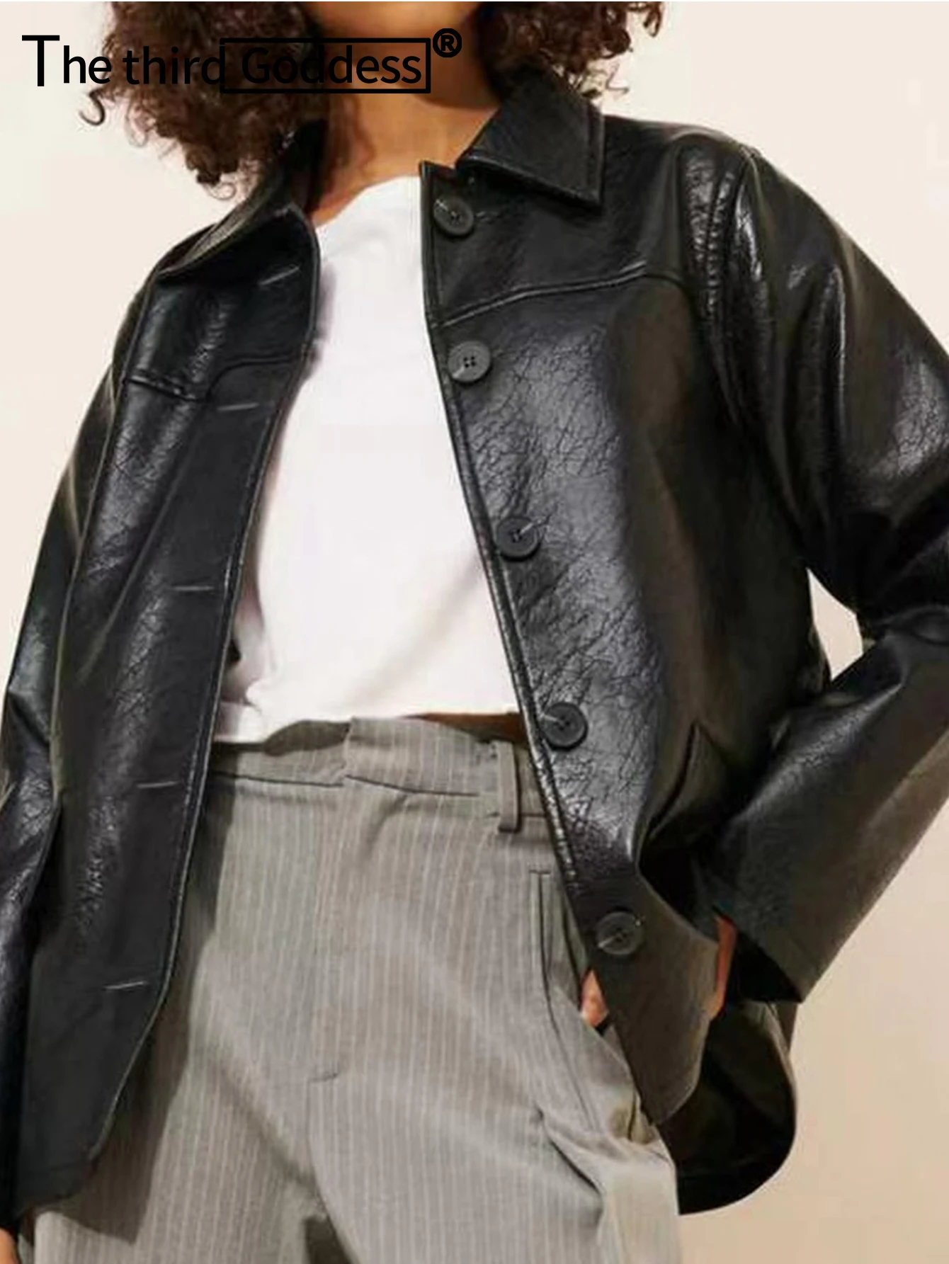 Sexy black PU leather jacket women vintage long sleeve tops coat jackets for woman clothing fashion casual streetwear outerwears