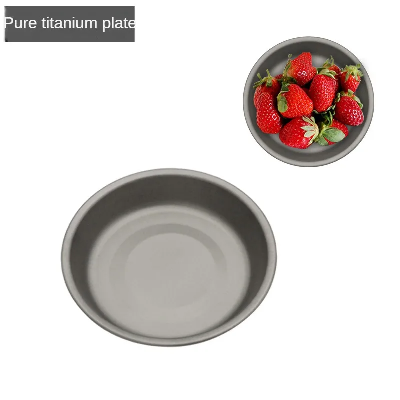 

Outdoor Pure Titanium Disc 14cm Home Camping Portable Bowl Ultra Light Corrosion Resistant Picnic Cookware Natural Hiking