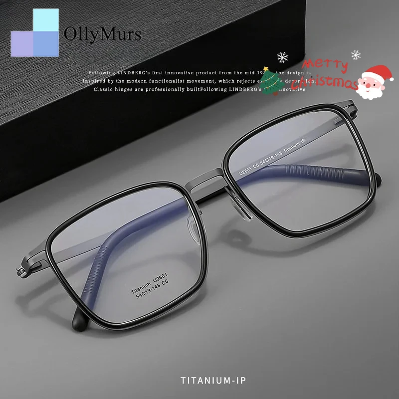 

OLLYMURS ультра легкая модная ретро-коробка из чистого титана, мужская оправа для очков, оптическая оправа для очков по рецепту, женская оправа 2601