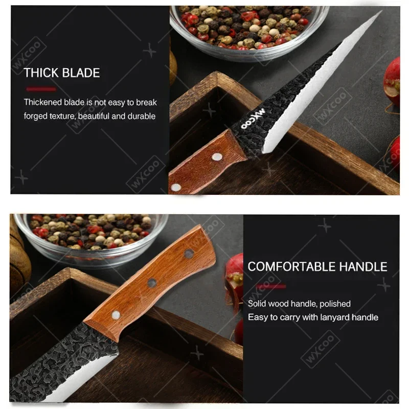 سكين نزع العظم المرن المزورة سكين تعبئة الأسماك مع غمد سكين المطبخ الاحترافي مقبض خشبي لوازم المطبخ