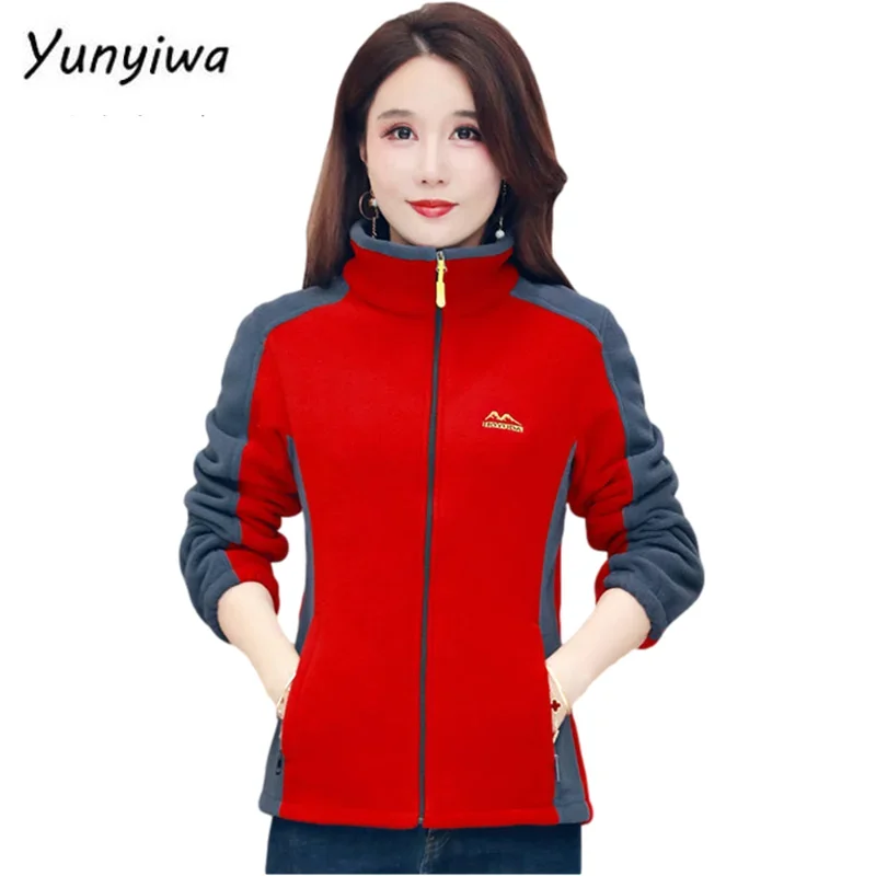 Elegant Mother Autumn Winter Jacket Polar Fleece Casual Warm Womens Sweatshirt Long-Sleeved Zipper  Outwear 1432