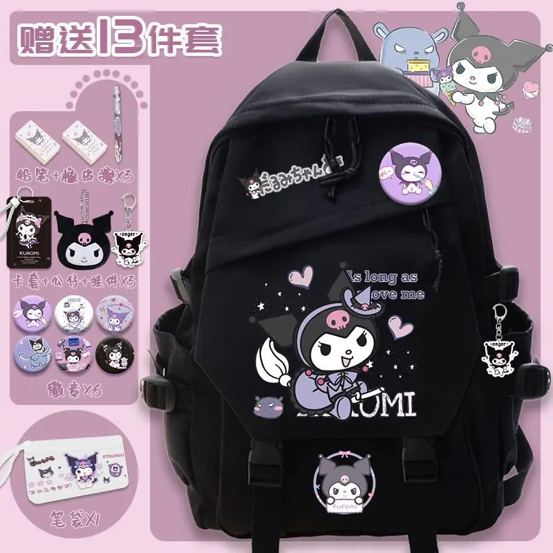 Sanrio bonito dos desenhos animados grande capacidade mochila, mochila casual para estudante menina Ins, novo Clow M